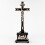 A crucifix with corpus, silver. 19th century. (L: 10 x W: 23 x H: 62 cm)