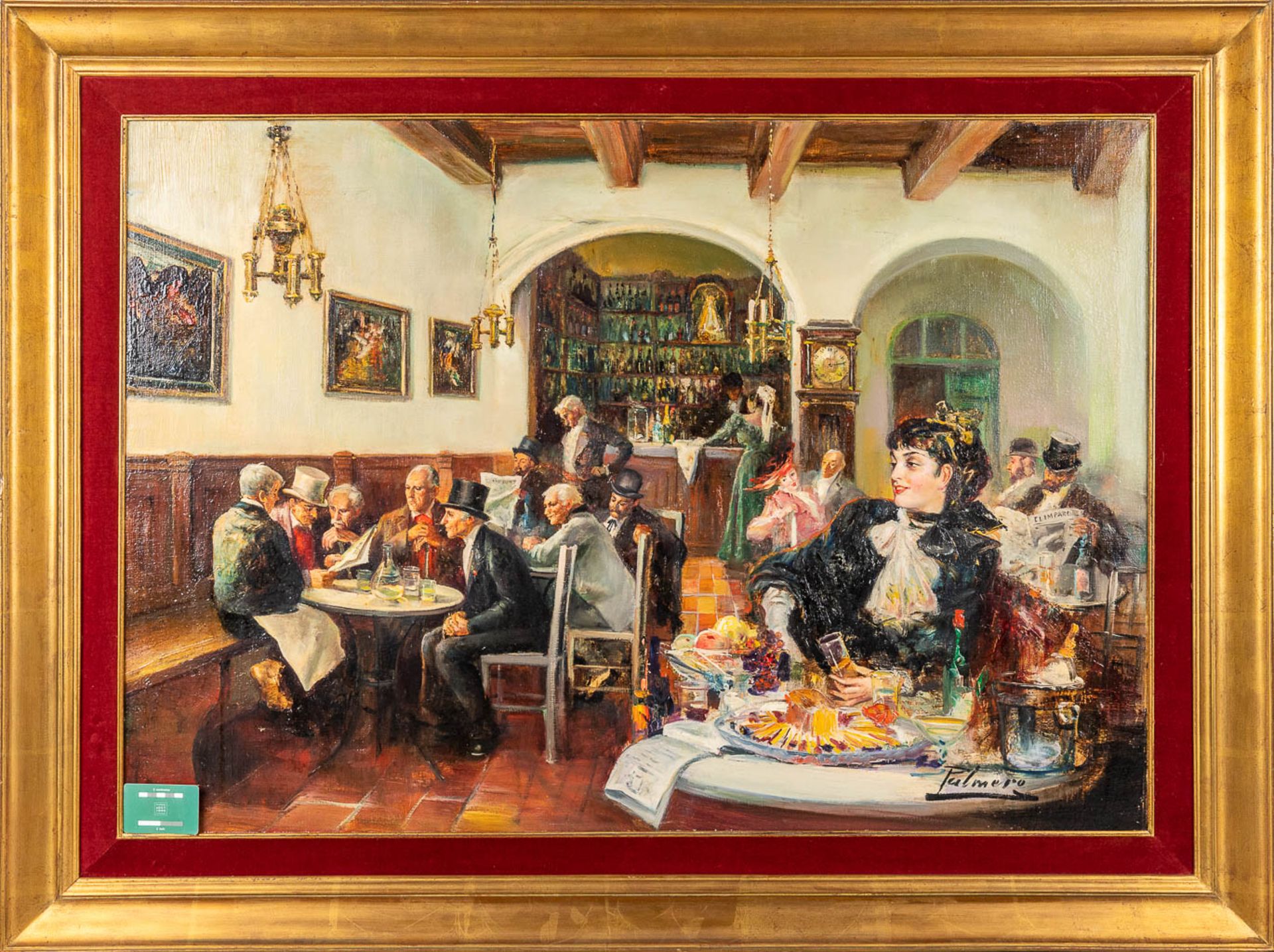 Alfredo PALMERO (1901-1991) 'Tavern' oil on canvas. (L: 81 x W: 116 cm) - Image 2 of 11