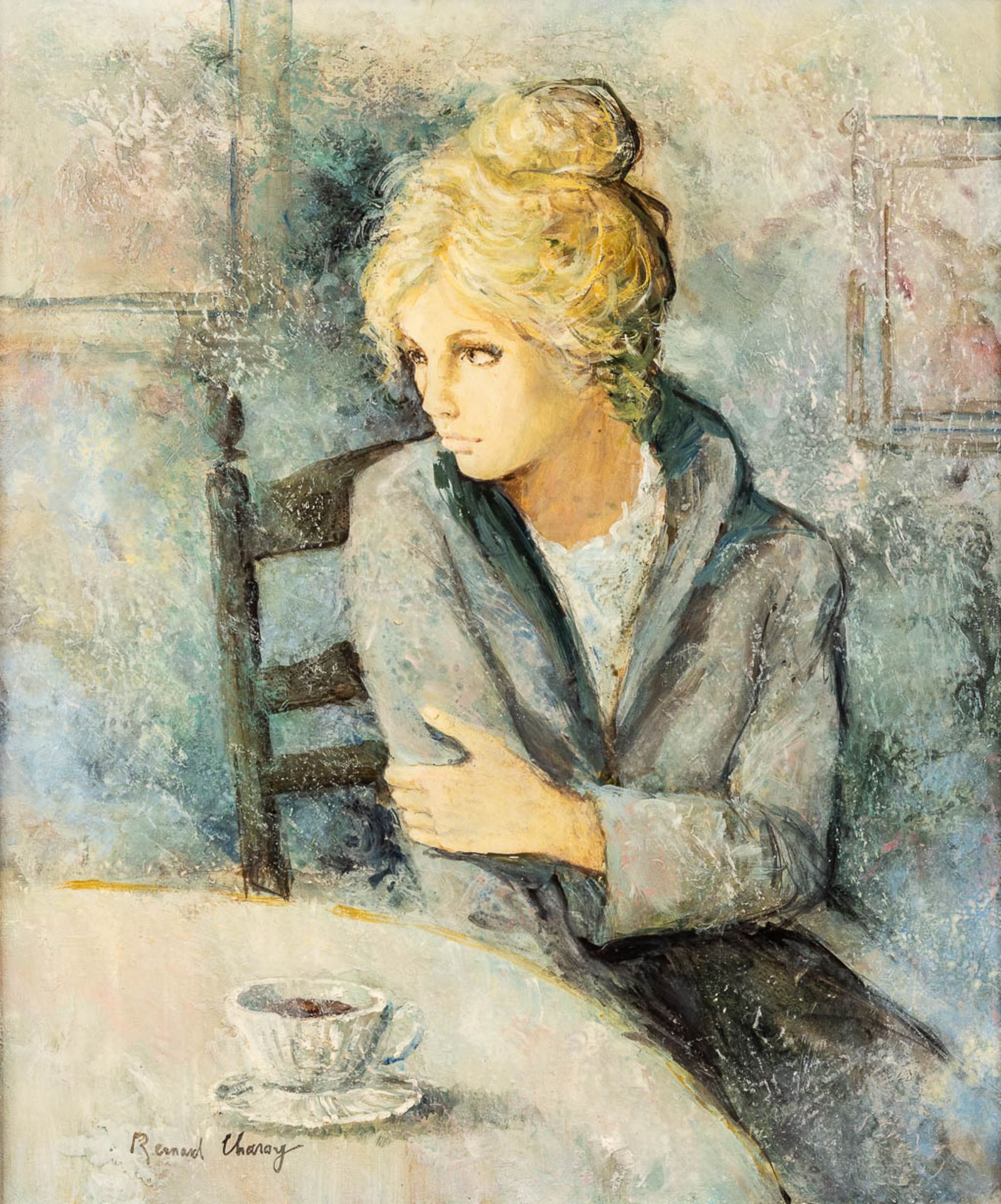 Bernard CHAROY (1931) 'Coffee' oil on canvas. (W: 51 x H: 82 cm)