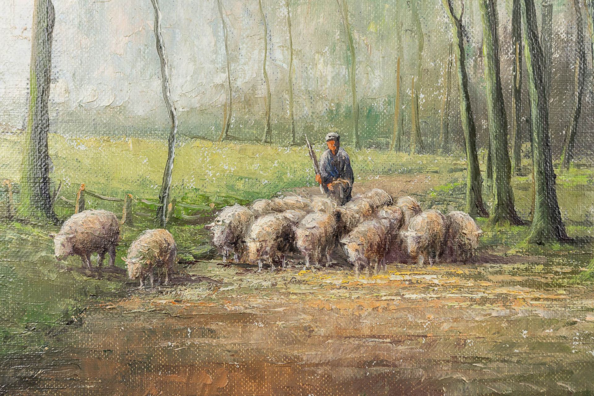 Pros COLPAERT (1923-1990) 'Sheep Herder' oil on canvas. (W: 50 x H: 40 cm) - Image 4 of 10