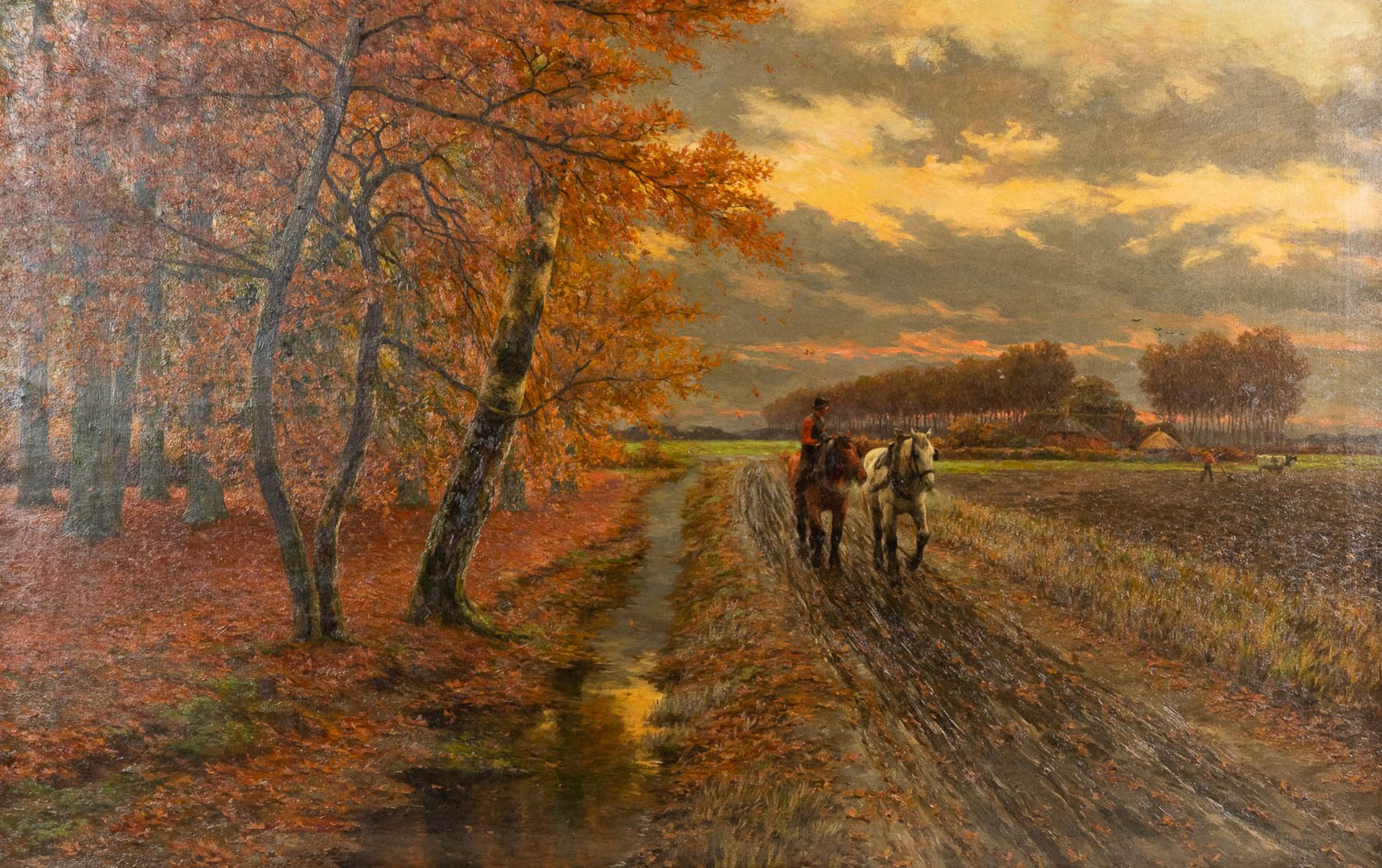 Henri HOUBEN (1858-1931) 'Brabant Horses' oil on canvas. 1897. (W: 167 x H: 106 cm)