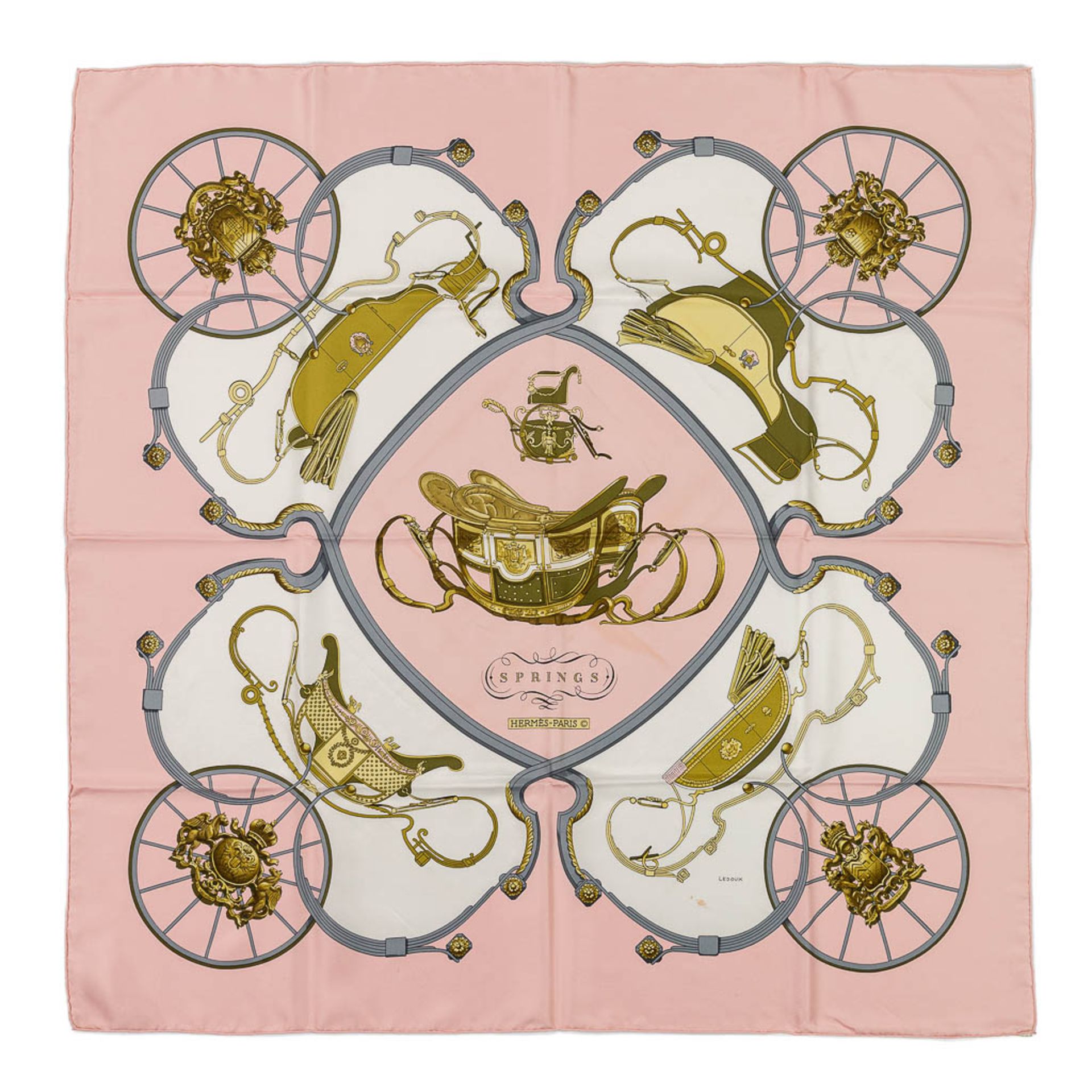 Hermès Paris, a silk scarf, 'Spring'. (L: 88 x W: 88 cm)