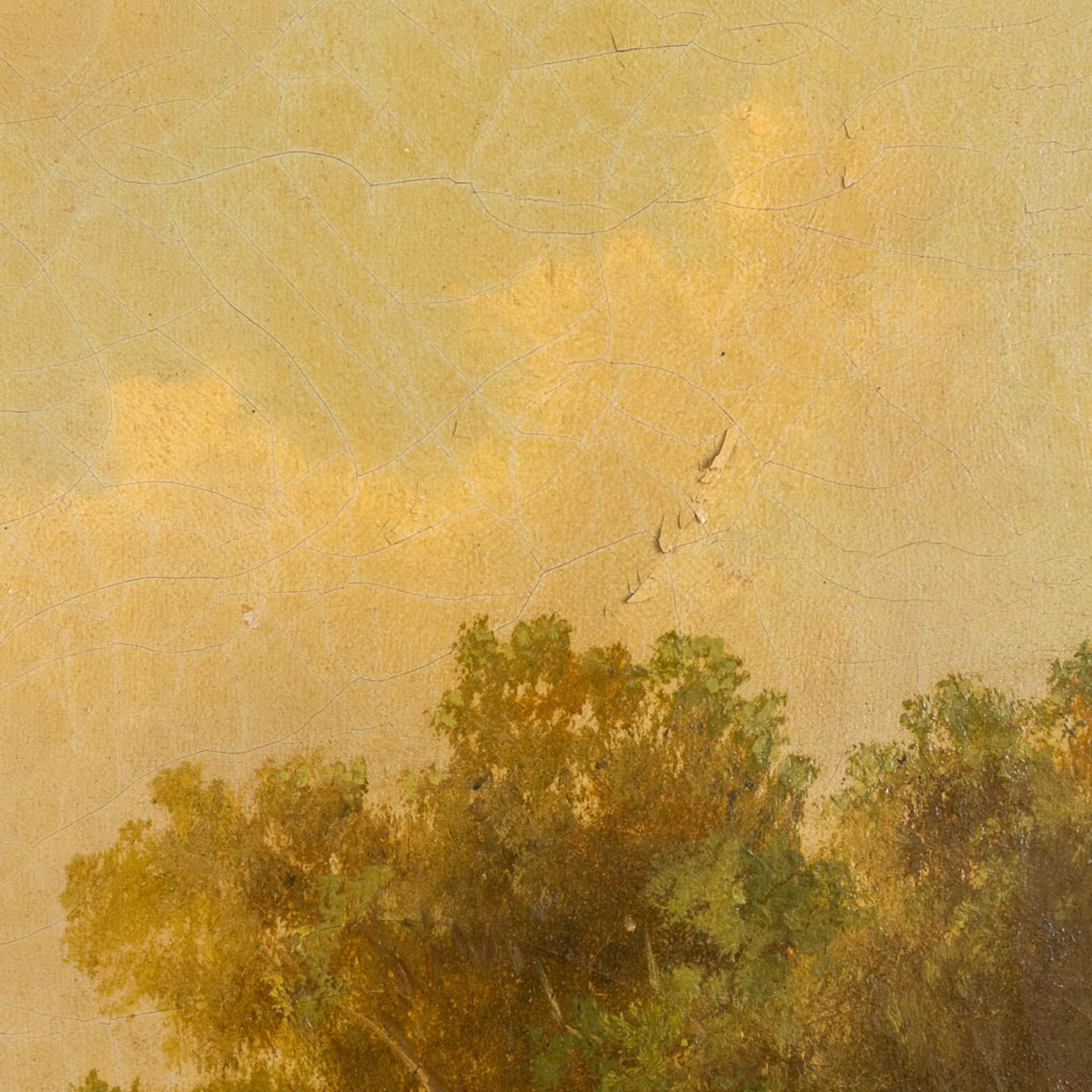 A dune view with trees, oil on canvas. Signed. 19th century. (W: 75 x H: 56 cm) - Image 6 of 9