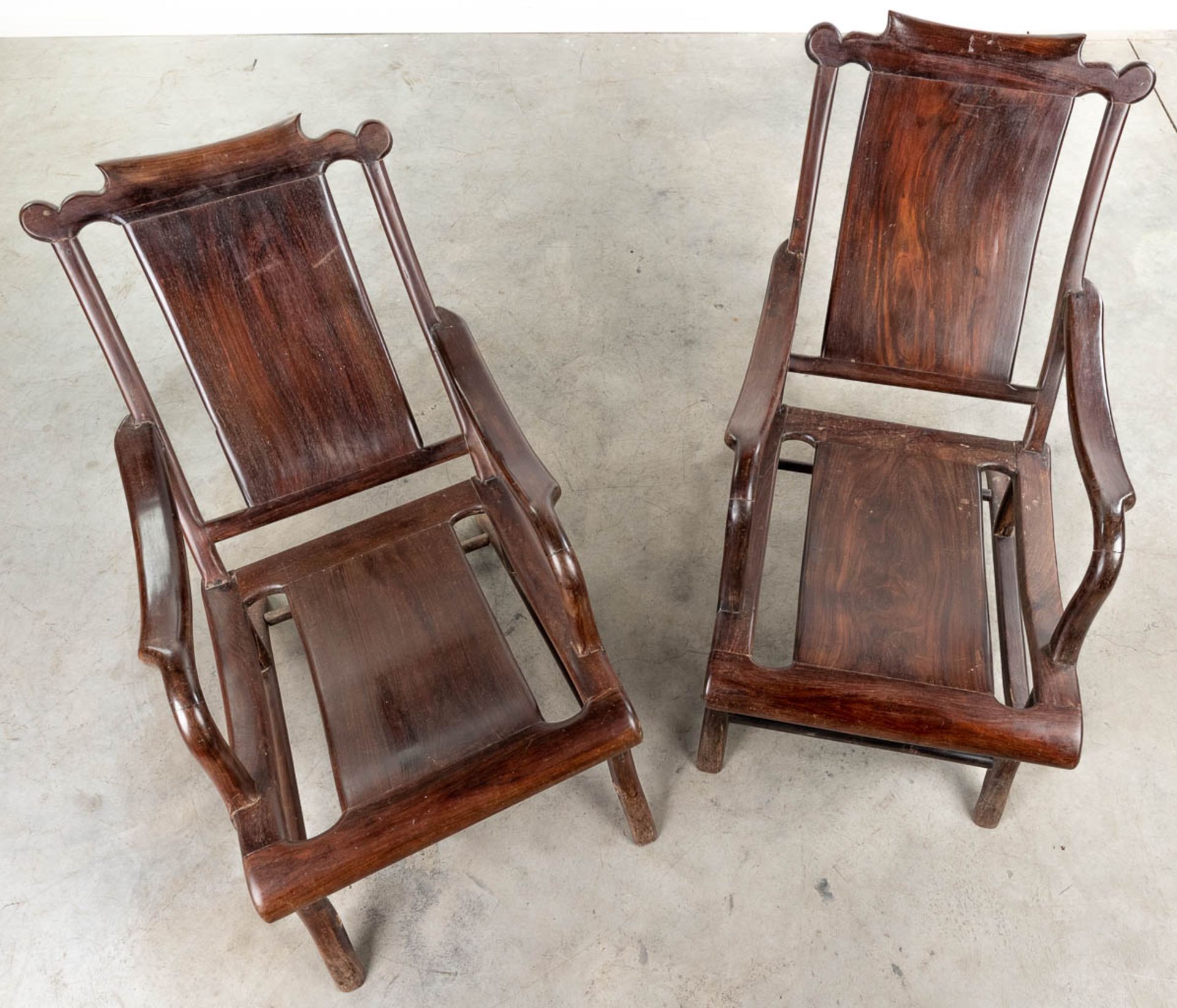 A pair of Chinese hardwood armchairs. (L: 100 x W: 57 x H: 78 cm) - Image 8 of 8