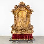 A wood-sculptured Tabernacle in rococo style. 18th C. (L: 80 x W: 110 x H: 160 cm)