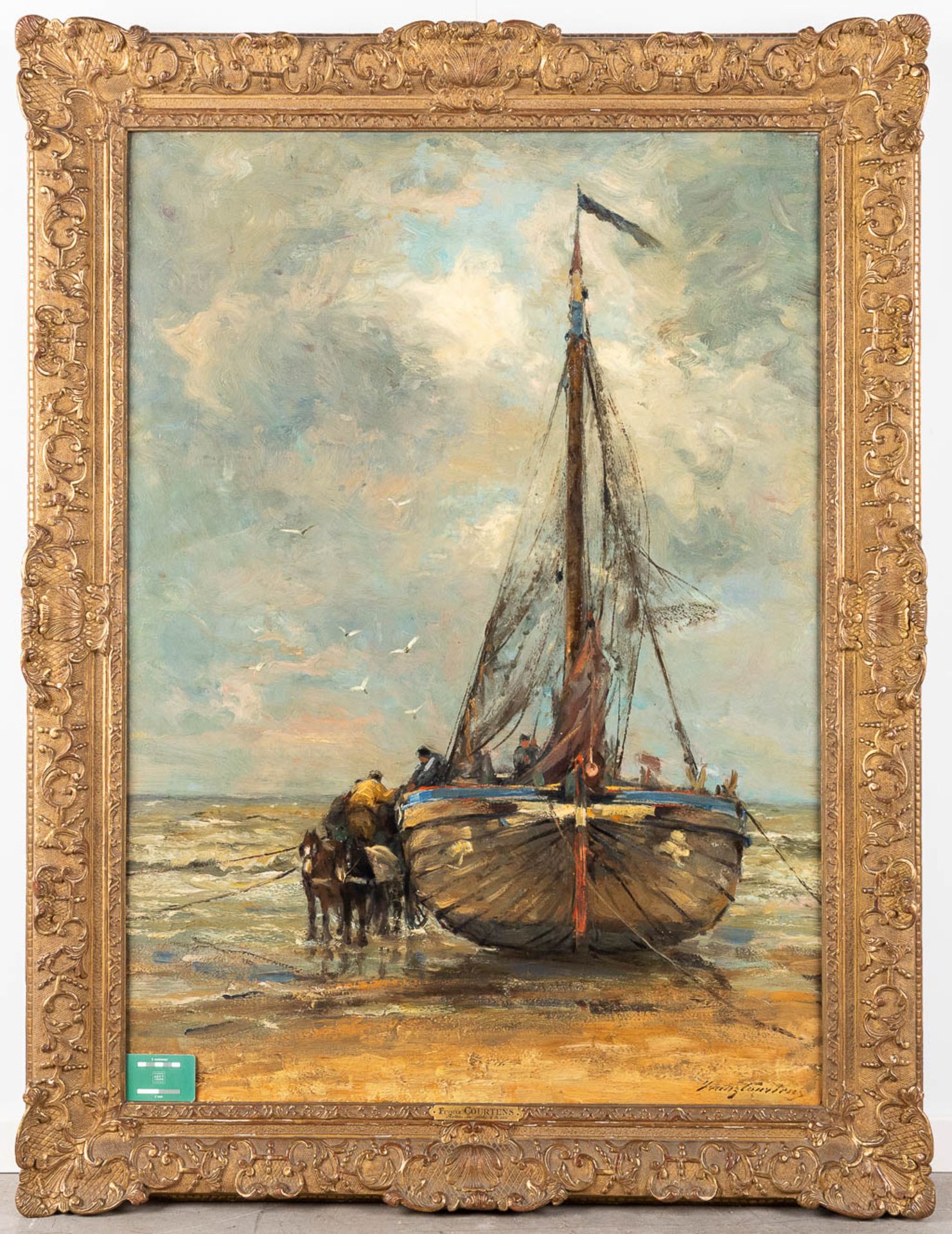 Franz COURTENS (1854-1943) 'Bateau de Pche ˆ la c™te' oil on canvas. (W: 84 x H: 117 cm) - Image 2 of 7