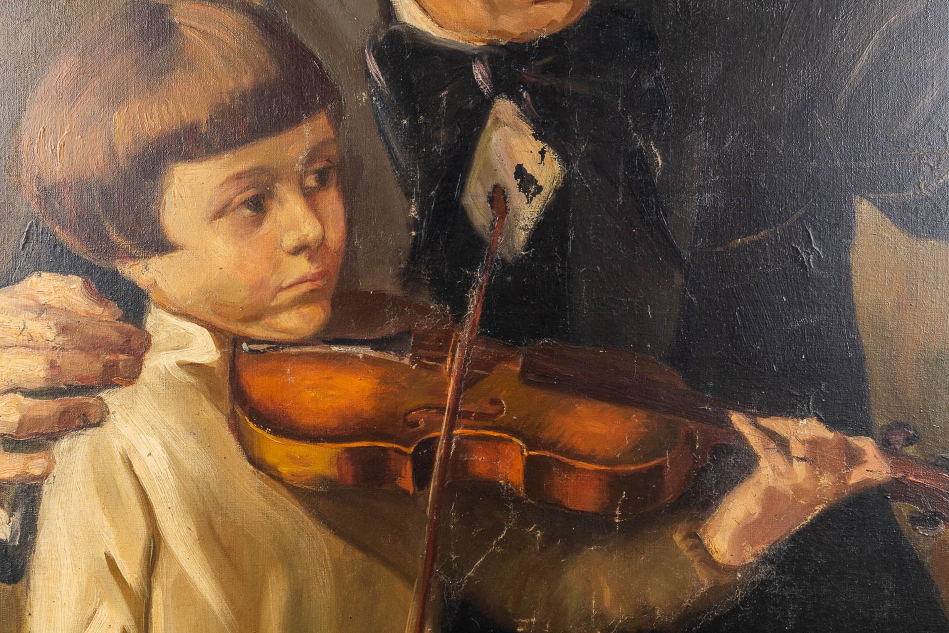 The Violin Player, a painting, oil on canvas. Signed Xanthopoulo. (W: 80 x H: 105 cm) - Image 6 of 12