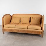 A settee made of wood in Louis XVI style. (L: 83 x W: 187 x H: 90 cm)