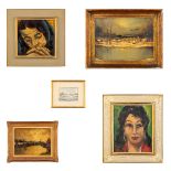 Achille LAMMENS (1888-1969) a collection of 5 paintings, oil on panel. (W: 37 x H: 27 cm)