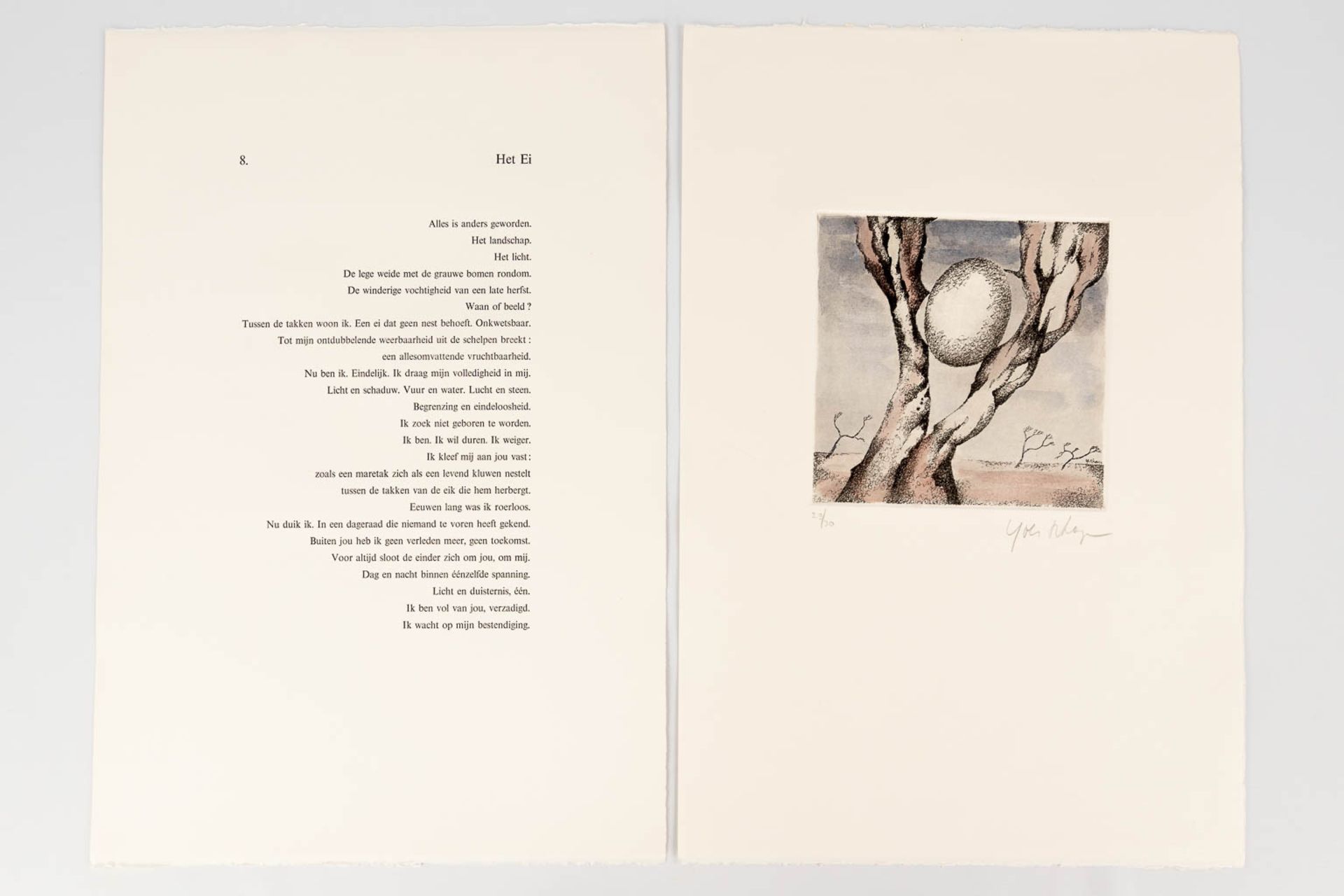 Yves RHAYÄ (1936-1995) 'Bereshit' A collection of poems and 14 serigraphs. 29/30. (L: 4 x W: 41 x H: - Image 17 of 24