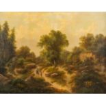 A dune view with trees, oil on canvas. Signed. 19th century. (W: 75 x H: 56 cm)