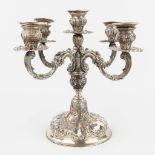 A candelabra with 5 arms, silver in Louis XV style. 1433g. (L: 34 x W: 34 x H: 30 cm)