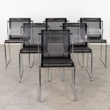 Pietro AROSIO (1946) 'Monopoli' for Airon, a set of 6 chairs. (L: 51 x W: 48 x H: 76 cm)