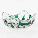 Val Saint Lambert, A large bowl, green cut crystal. (H: 11 x D: 25,5 cm)