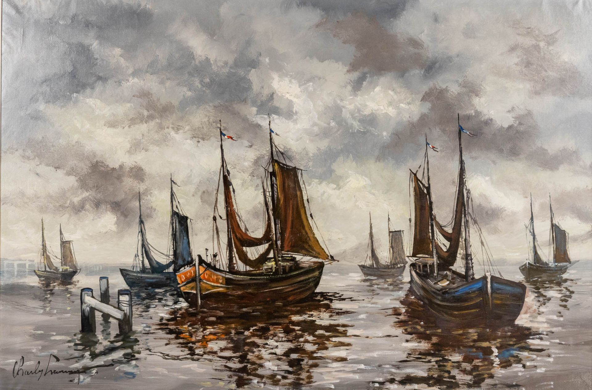 Ämile LAMMERS (1914-1990) 'Marine' oil on canvas. (W: 150 x H: 100 cm)