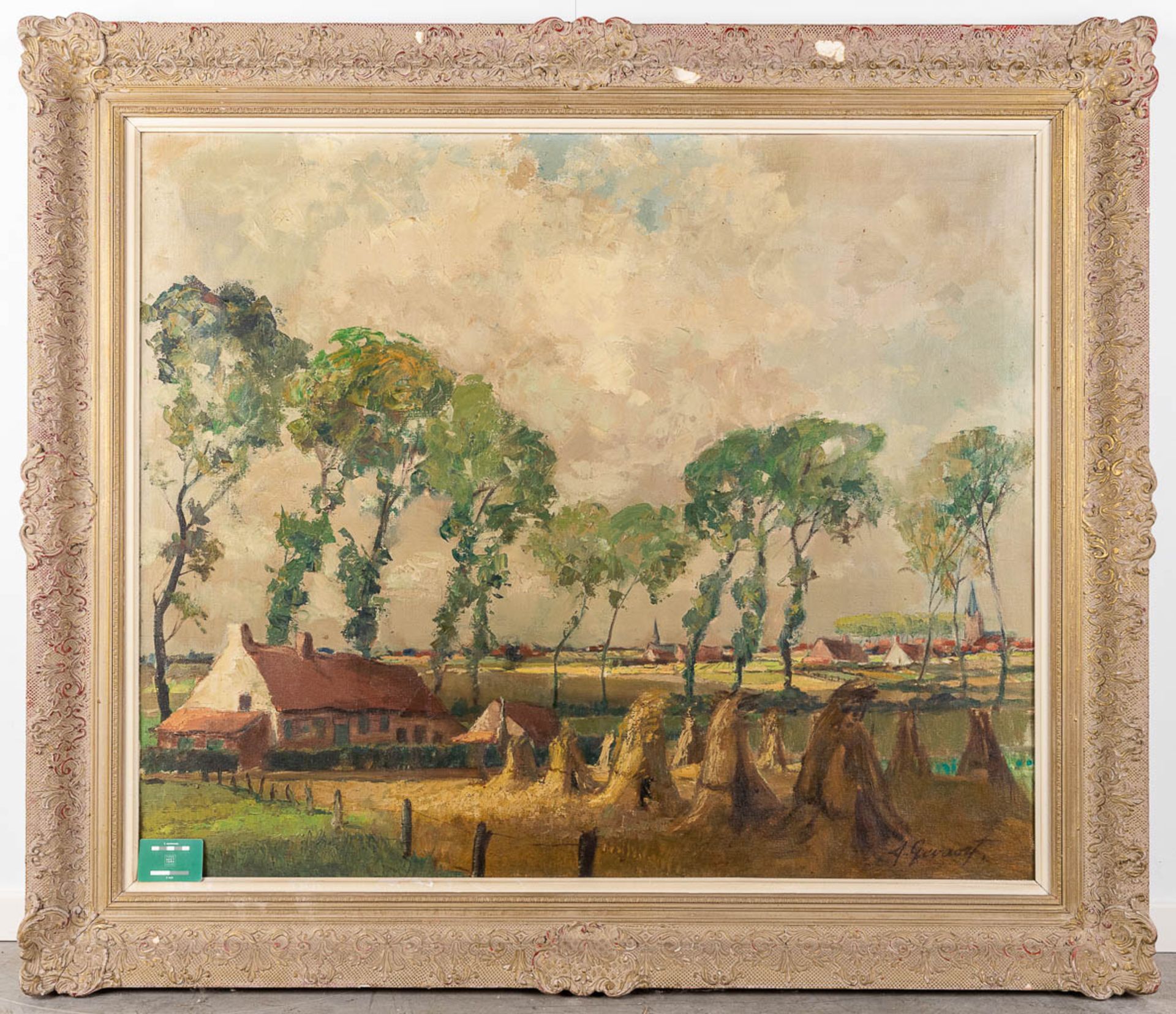 Alidor GEVAERT (1911-1997) 'Boerderij met Vlasschoven' oil on canvas. (W: 120 x H: 100 cm) - Image 2 of 7