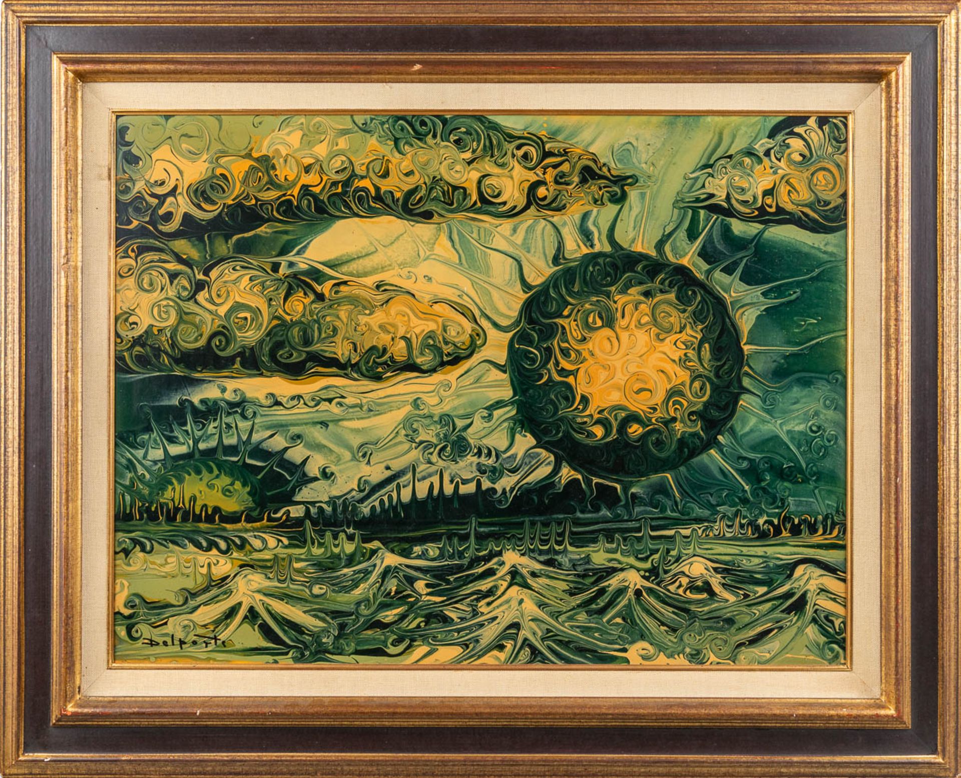 Charles DELPORTE (1928-2012) 'Marine Synergetique, Periode Nucleaire' mixed media on panel. (W: 80 x - Image 3 of 7