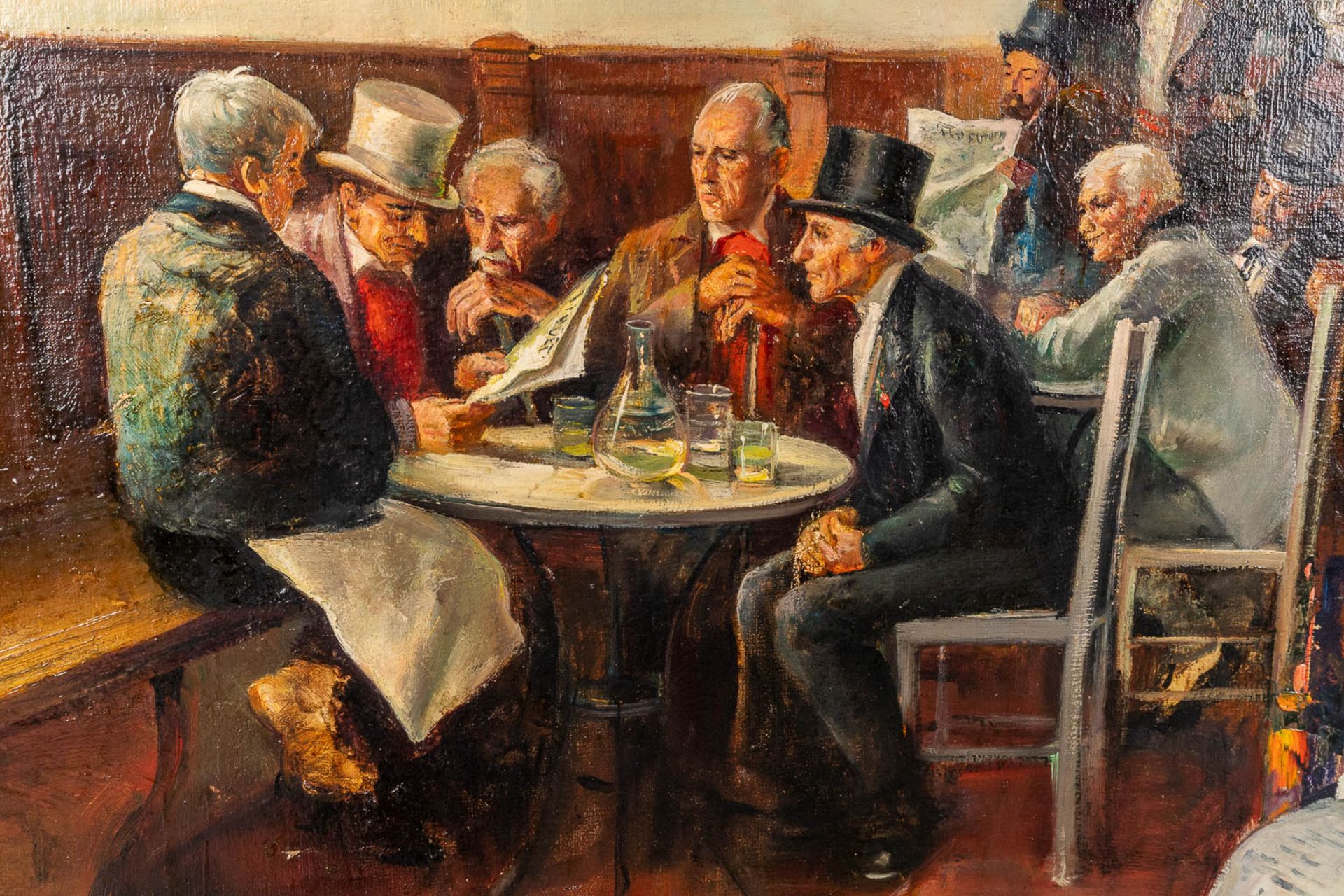 Alfredo PALMERO (1901-1991) 'Tavern' oil on canvas. (L: 81 x W: 116 cm) - Image 4 of 11