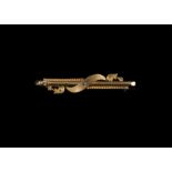 Victorian 9 ct Gold and Chip Diamond Bar Brooch