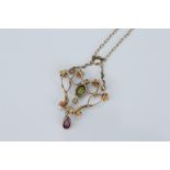 An Edwardian Art Nouveau Precious Stone Pendant,