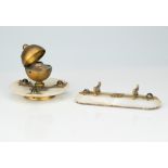 Victorian alabaster and gilt metal mounted desk set