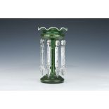 An Edwardian Green Glass Table Lustre,