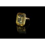 9 ct Gold Mounted Princess Cut Citrine Dress Ring