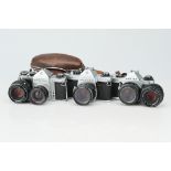 A Selection of Pentax 35mm SLR Cameras & Lenses,