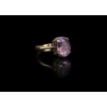 9 ct Gold and Amethyst Solitaire Ring