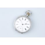 An Omega Open Faced Silver Pocket Watch