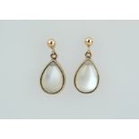 A Pair of 9 ct Moonstone Teardrop Earrings