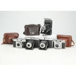 A Selection of Five Zeiss Ikon Folding Cameras,
