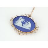 Wedgwood Portland Blue Jasperware Brooch