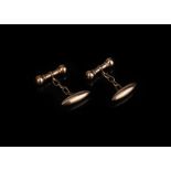 A Pair of 9 ct Rose Gold Bar and Chain Cufflinks