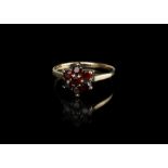 9 ct Gold Garnet Daisy Cluster Ring