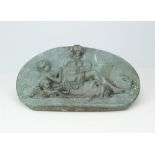 An early nineteenth bronze heavily cast plaque of Venus and Cupid