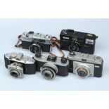 A Selection of Five 35mm Compact Cameras,
