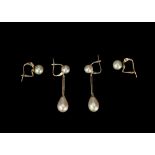 Two Pairs of Faux Pearl Earrings,
