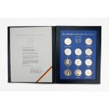 A cased set of 11 silver medallions celebration figures from the German Republic,