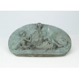 An early nineteenth bronze heavily cast plaque of Venus and Cupid