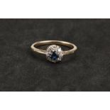 Sapphire and Diamond Cluster Ring,