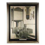 A Large Framed Lithograph of a Hydraulic Press,