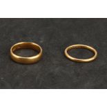 Two 22 ct Gold Wedding Bands,