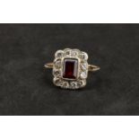 A 9 ct Gold Diamond and Garnet Cluster Ring,