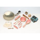 An Early to Mid-Twentieth Century Pink Enamel Dressing Set,