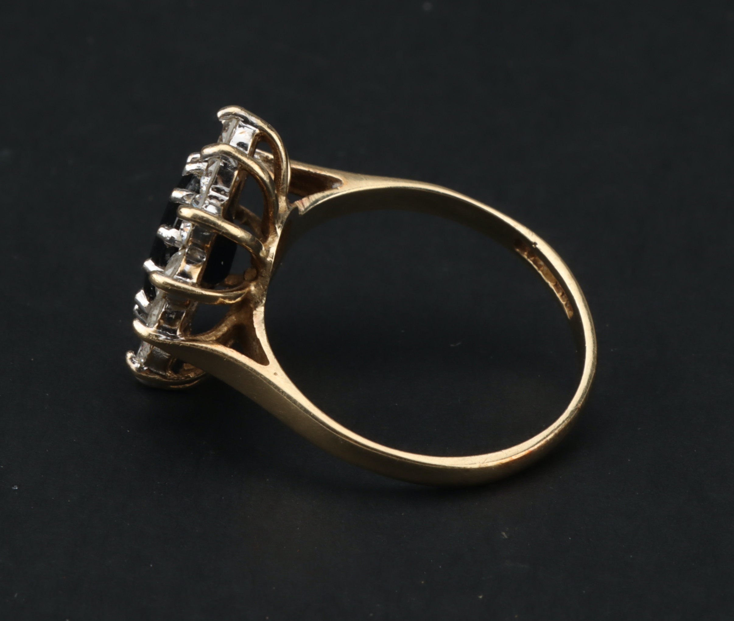 A 9 ct Gold Sapphire and Cubic Zirconia Cluster Ring, - Image 3 of 6