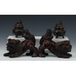 A Pair of Chinese Dogs of Fo Root Carvings,