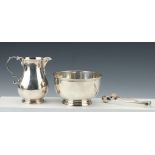 A George V Silver Sugar Bowl, Milk Jug, and Tongs,