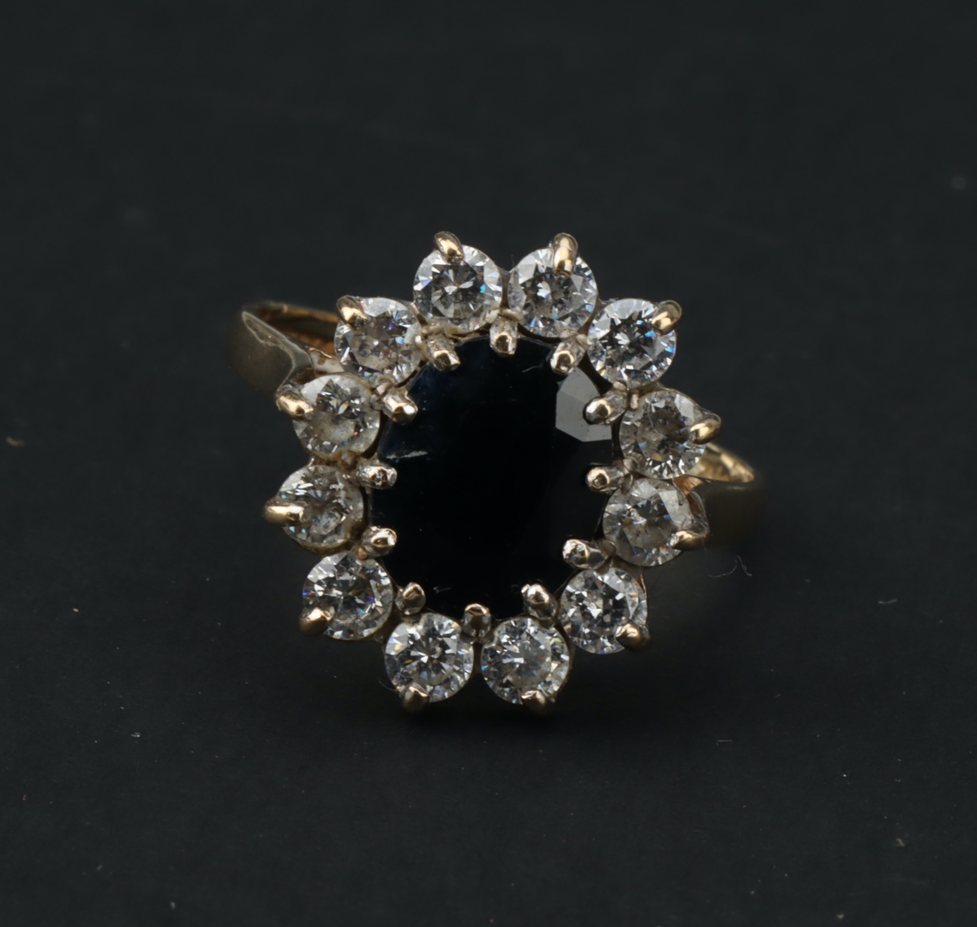 A 9 ct Gold Sapphire and Cubic Zirconia Cluster Ring, - Image 2 of 6