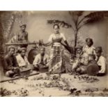 An Antique Photograph of a Javanese Dancer and Musicians,